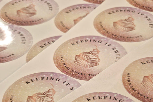 Custom Logo Stickers – 24 Glossy Round Stickers per Sheet (3.9cm)