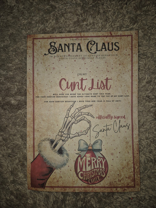 Cunt certificate scroll